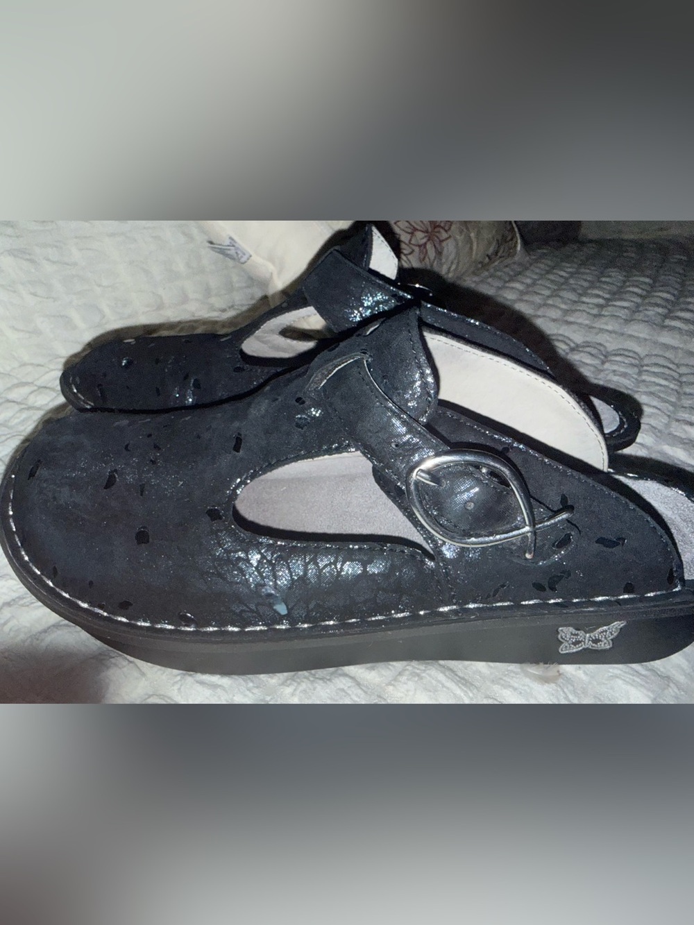 Allegria size 40, Navy blue/ silver,Buckle Accent
